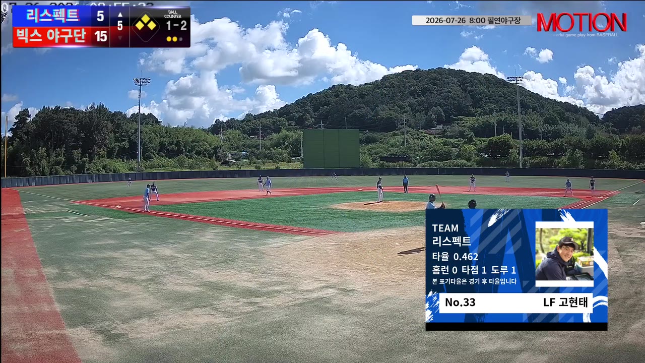 고현태(33번, 리스펙트) 1루타 클립 | vs 빅스 야구단 | 7/26 (필연야구장)