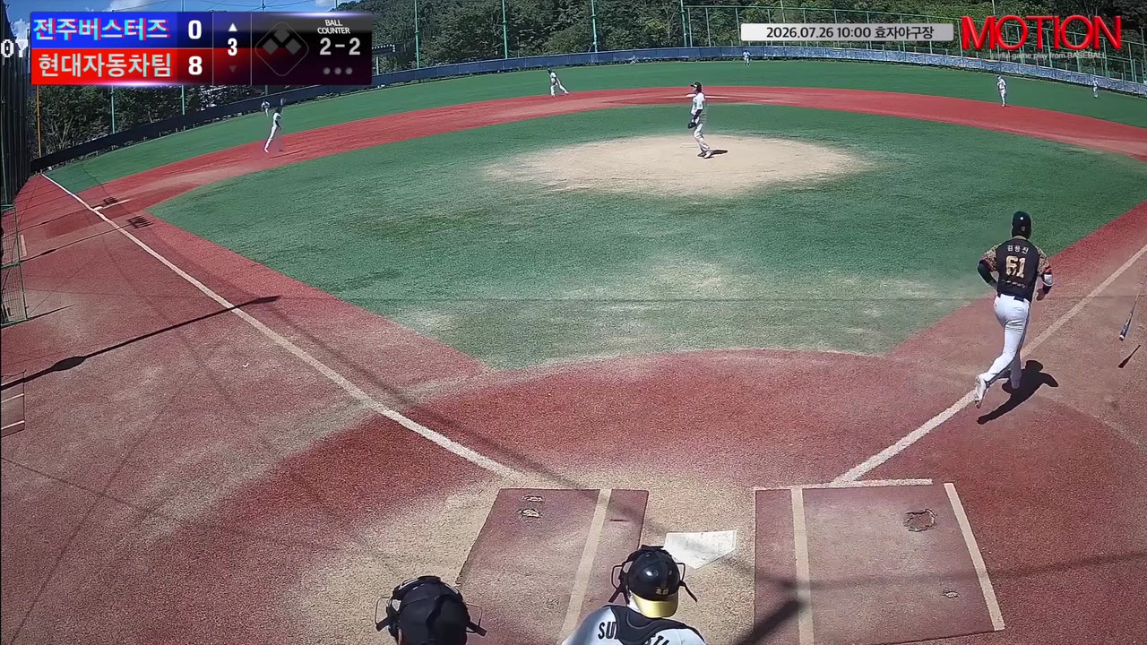 김용진(61번, 전주버스터즈) 1루타 클립 | vs 현대자동차팀 | 7/26 (효자야구장)