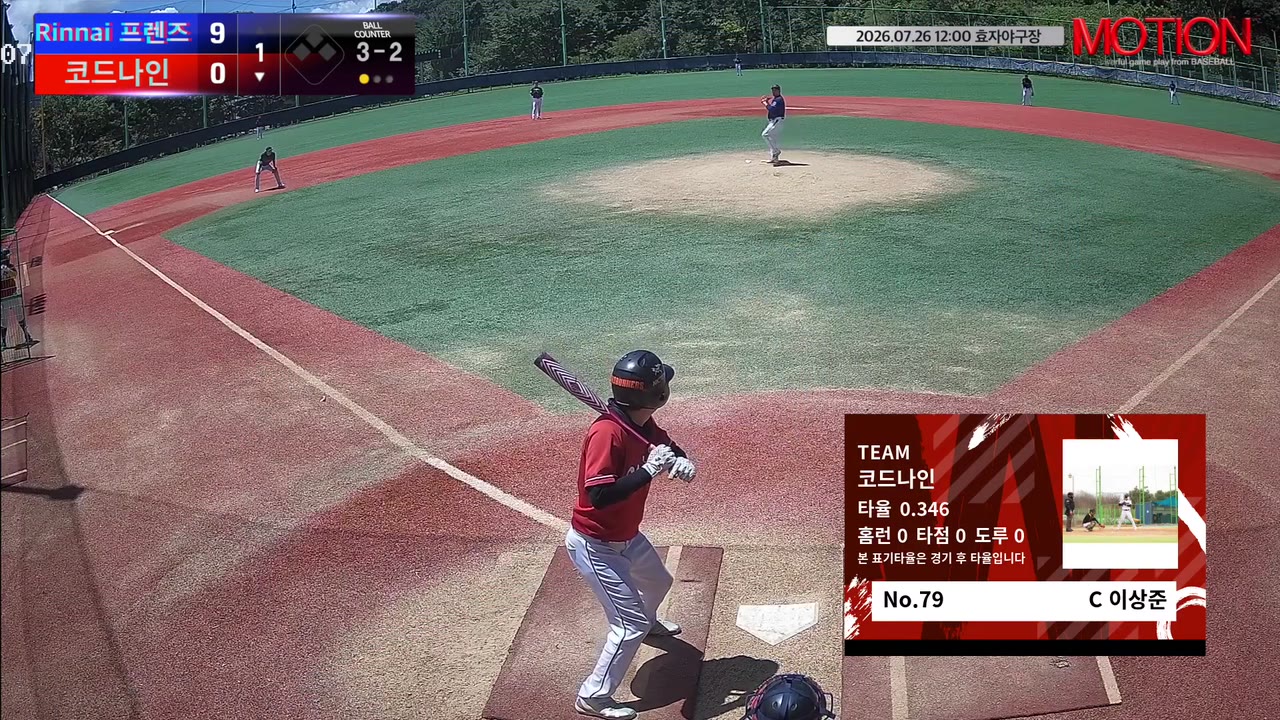 이상준(79번, 코드나인) 사구 클립 | vs Rinnai 프렌즈 | 7/26 (효자야구장)