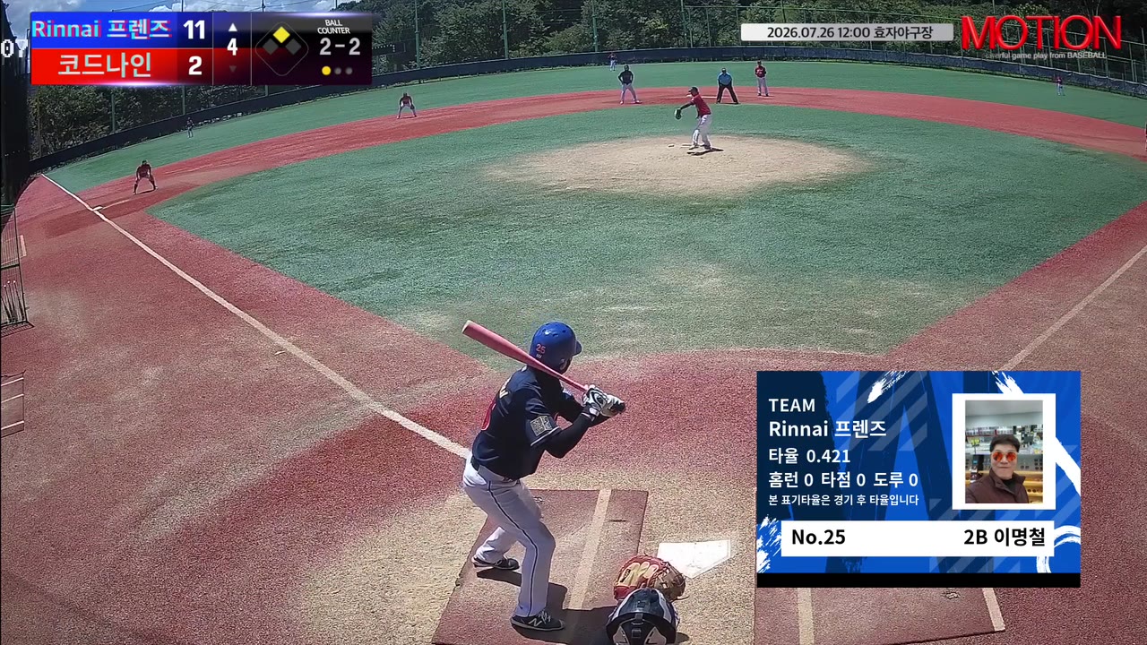 이명철(25번, Rinnai 프렌즈) 1루타 클립 | vs 코드나인 | 7/26 (효자야구장)