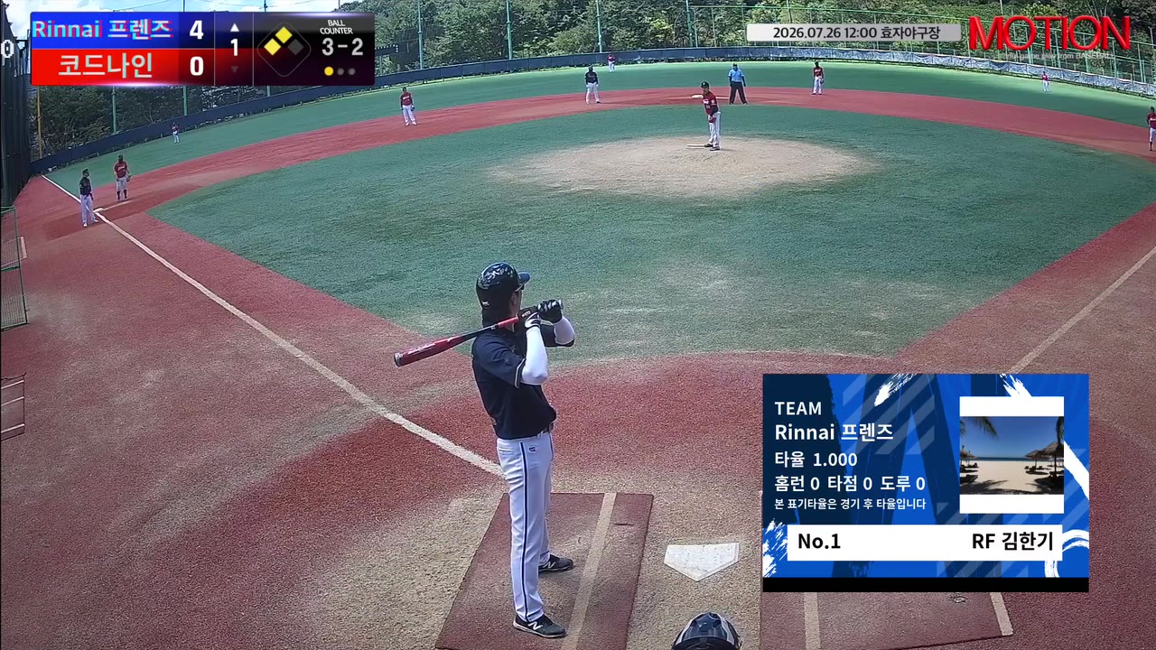 김한기(1번, Rinnai 프렌즈) 1루타 클립 | vs 코드나인 | 7/26 (효자야구장)