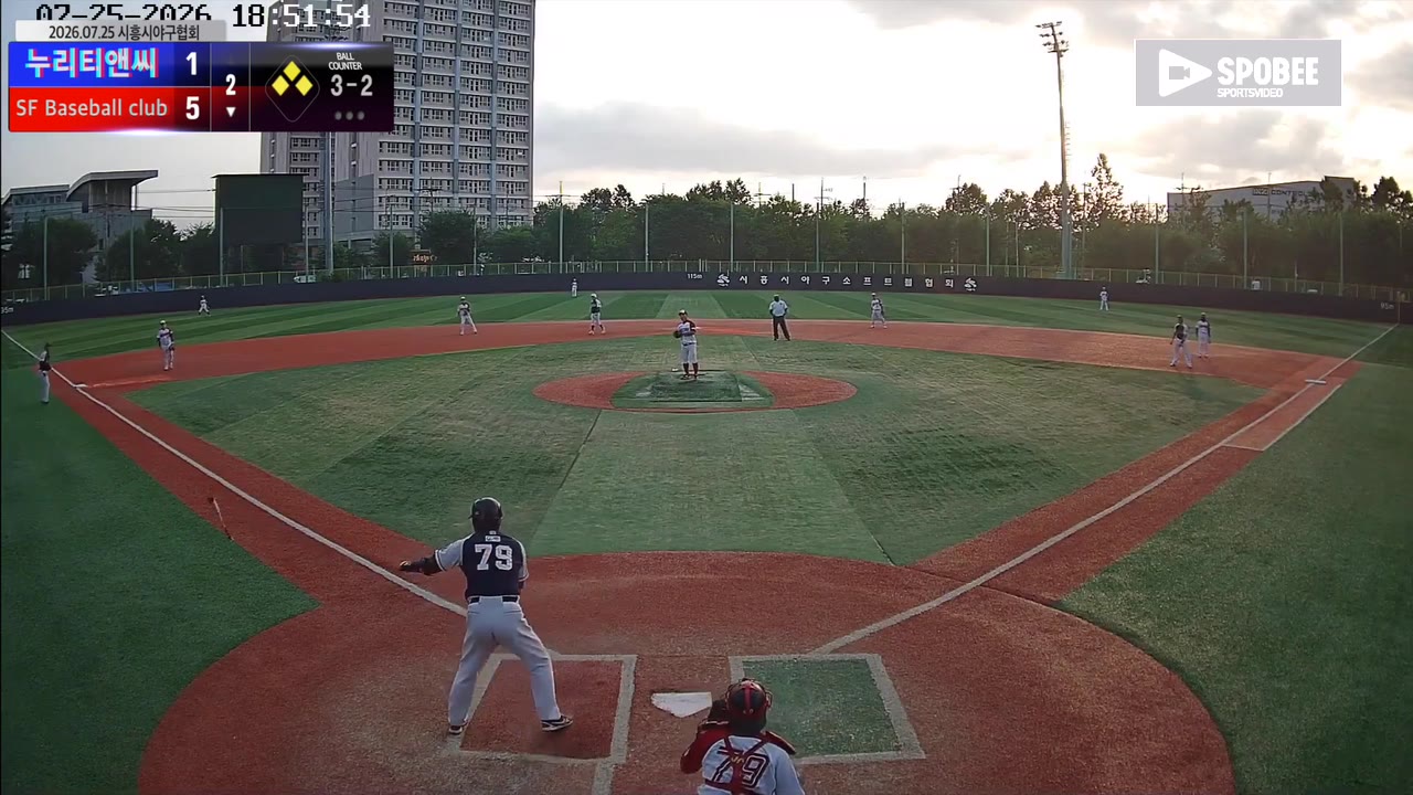 윤재웅(79번, SF Baseball club) 볼넷 클립 | vs 누리티앤씨 | 7/25 (소망야구장)