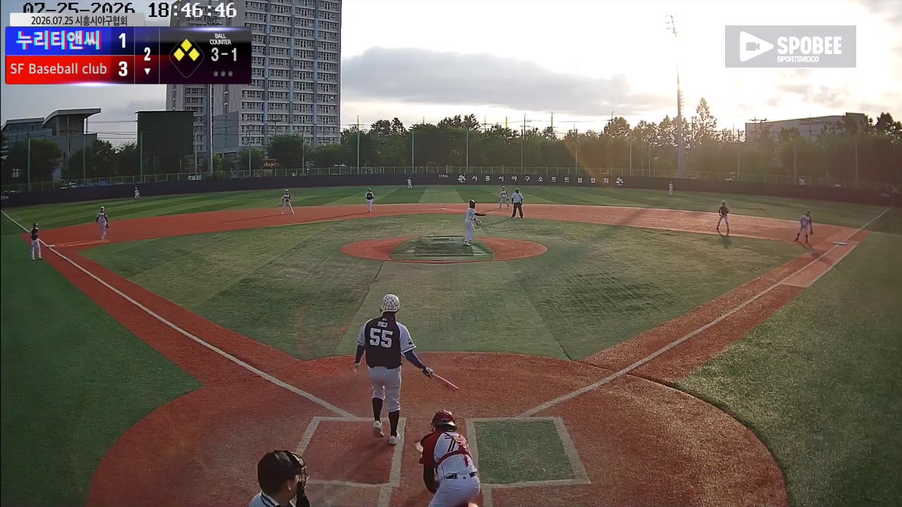신충식(55번, SF Baseball club) 볼넷 클립 | vs 누리티앤씨 | 7/25 (소망야구장)