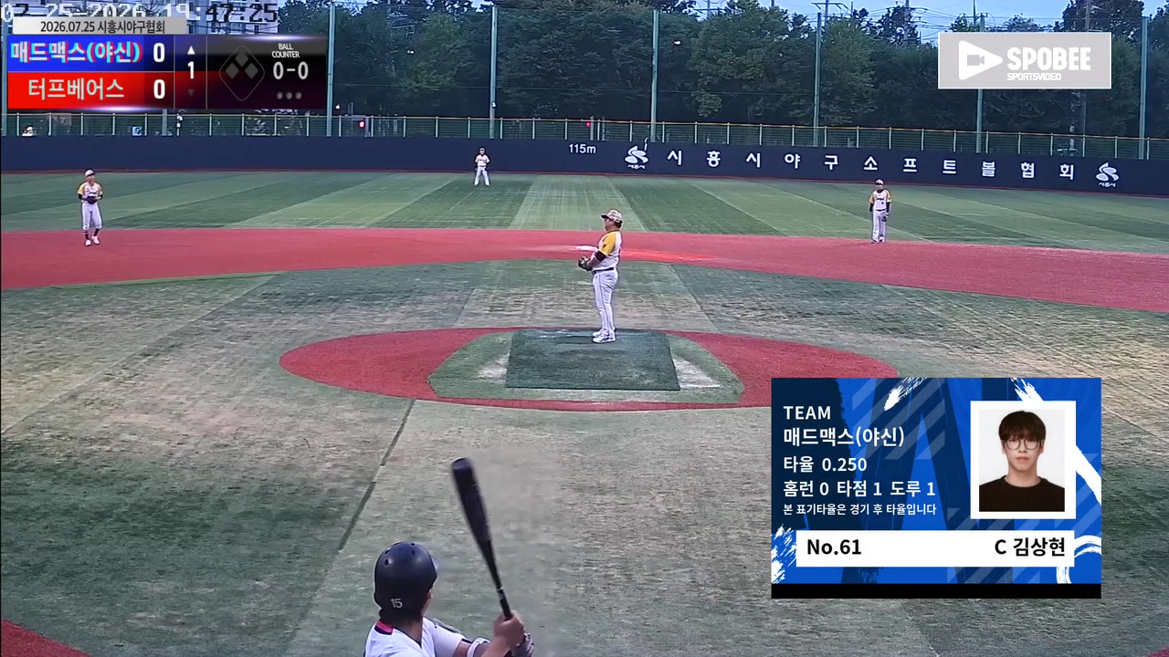 김상현(61번, 매드맥스(야신)) 실책 클립 | vs 터프베어스 | 7/25 (소망야구장)