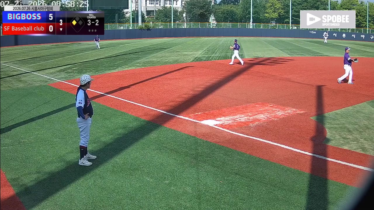 윤재천(16번, SF Baseball club) 1루타 클립 | vs BIGBOSS | 7/26 (소망야구장)