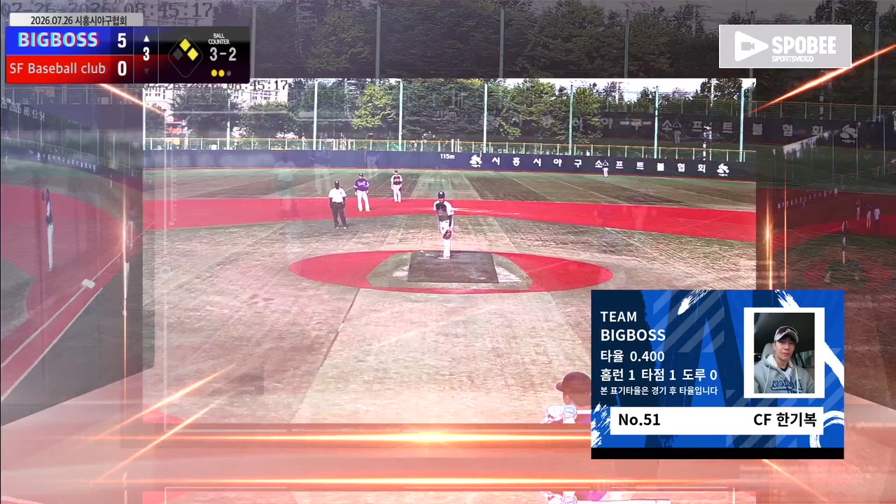 한기복(51번, BIGBOSS) 삼진 클립 | vs SF Baseball club | 7/26 (소망야구장)