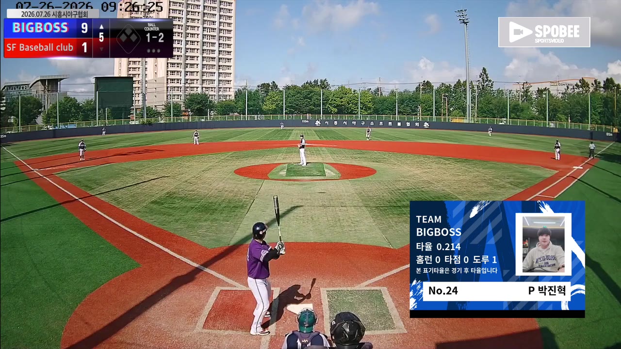 박진혁(24번, BIGBOSS) 실책 클립 | vs SF Baseball club | 7/26 (소망야구장)