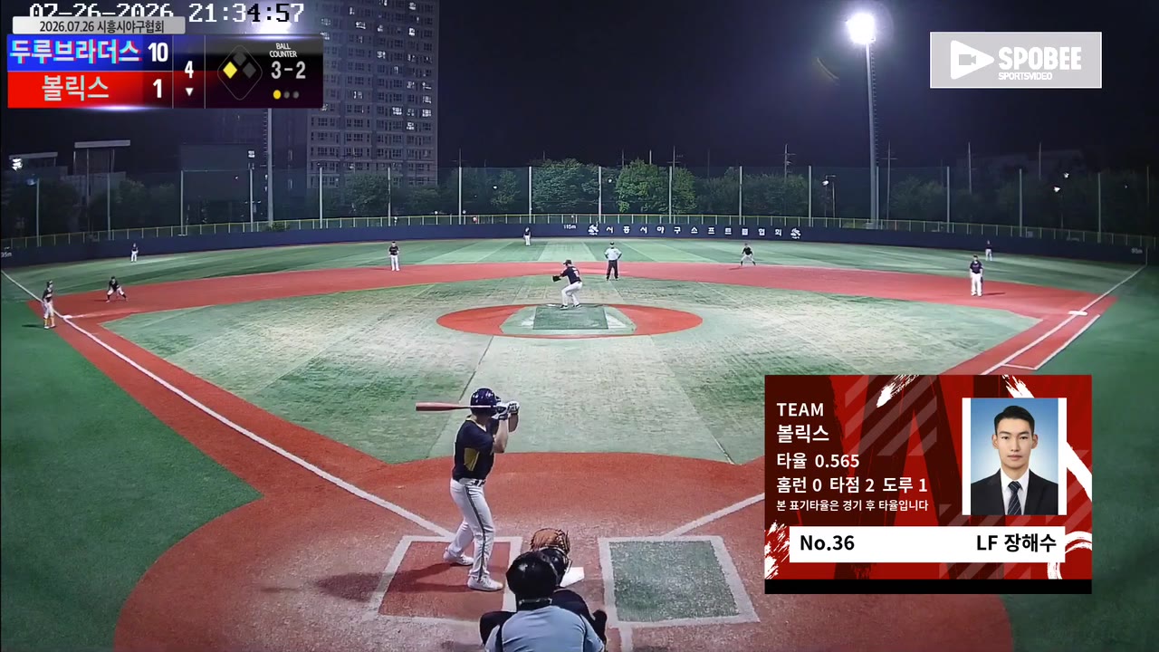 장해수(36번, 볼릭스) 실책 클립 | vs 두루브라더스 | 7/26 (소망야구장)