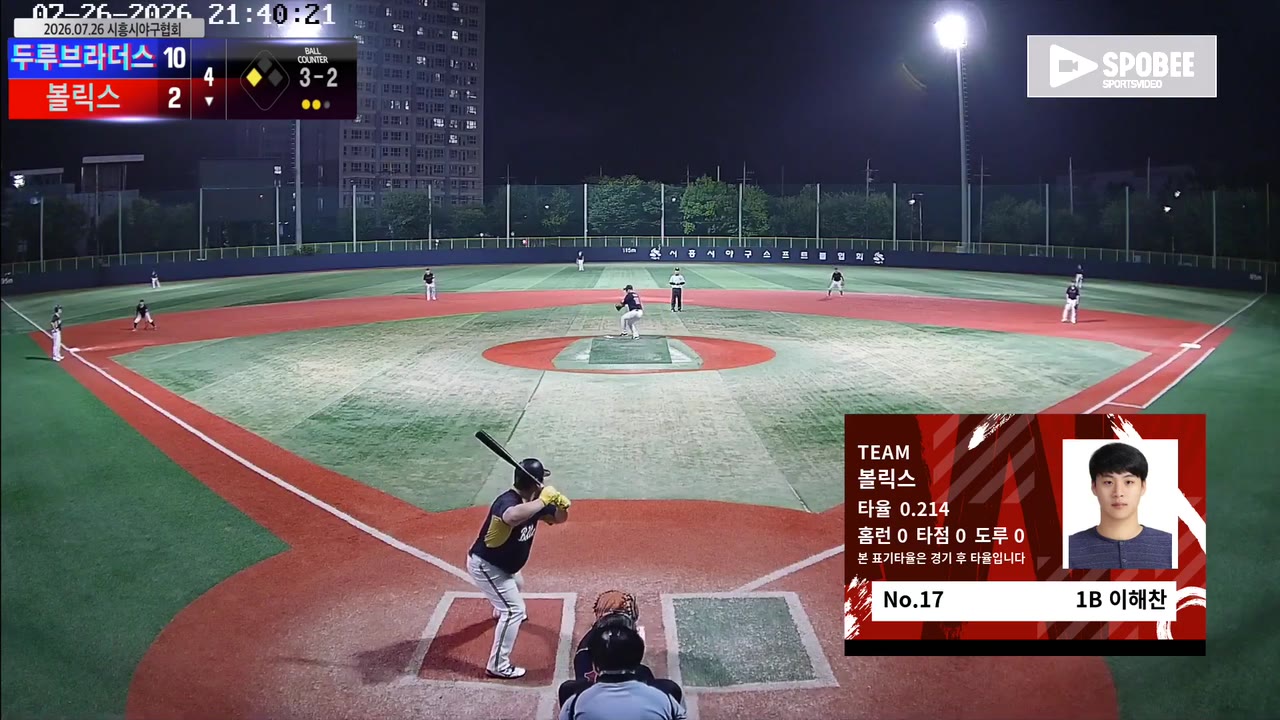 이해찬(17번, 볼릭스) 실책 클립 | vs 두루브라더스 | 7/26 (소망야구장)