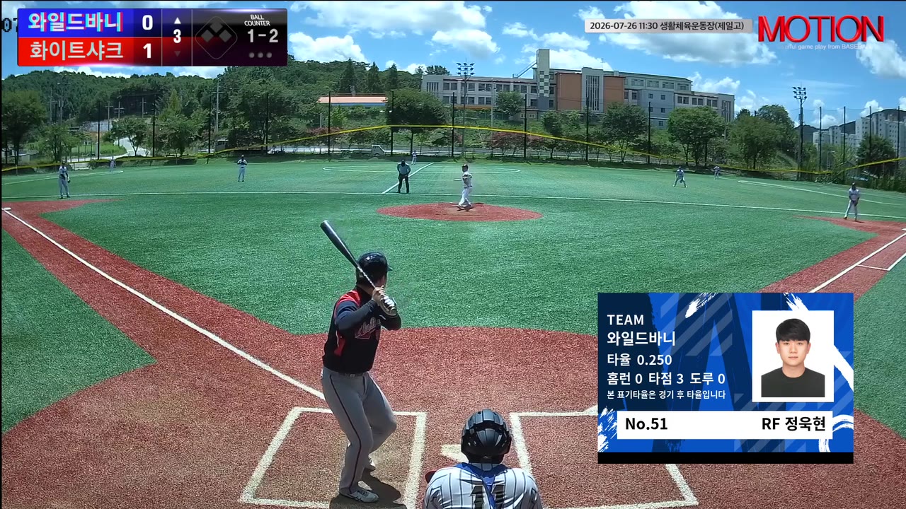 정욱현(51번, 와일드바니) 파울플라이 클립 | vs 화이트샤크 | 7/26 (생활체육운동장(제일고))