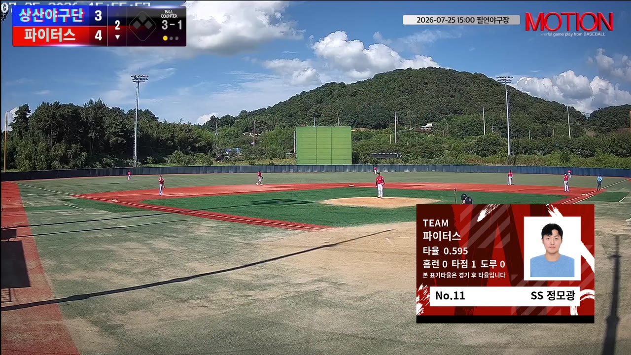 정모광(11번, 파이터스) 볼넷 클립 | vs 상산야구단 | 7/25 (필연야구장)