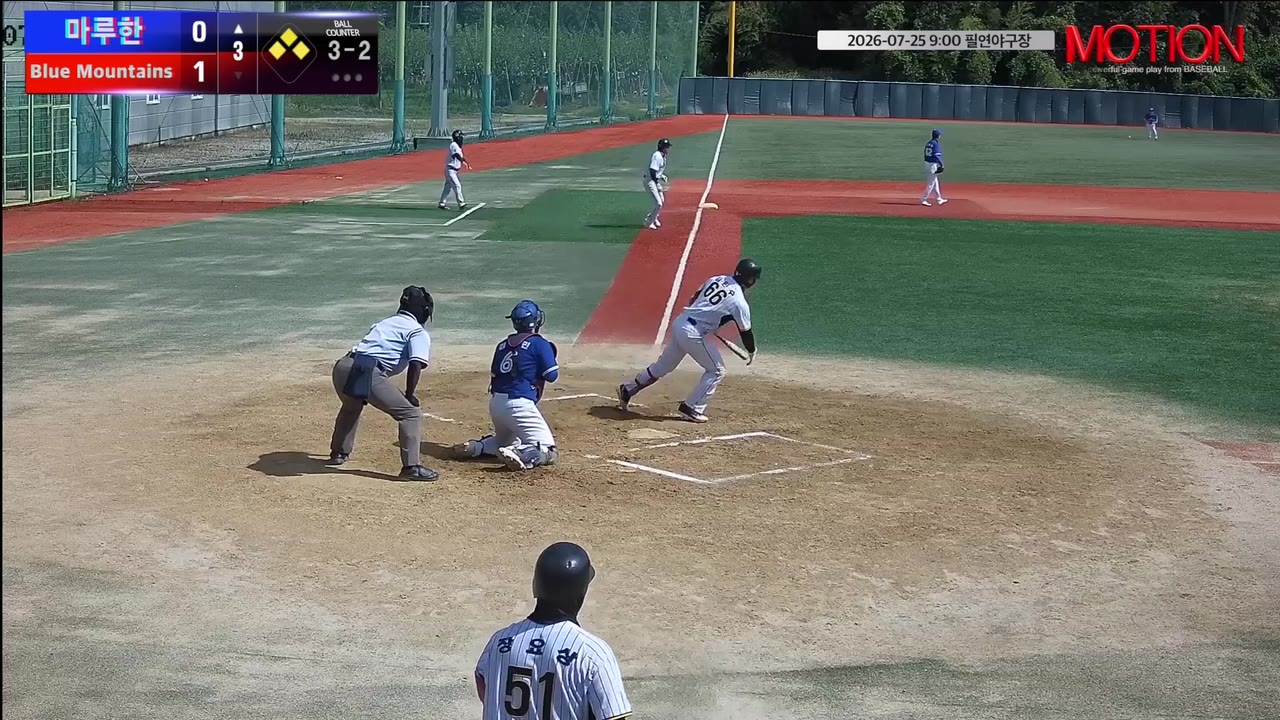 김민수(66번, 마루한) 1루타 클립 | vs Blue Mountains(블루마운틴) | 7/25 (필연야구장)