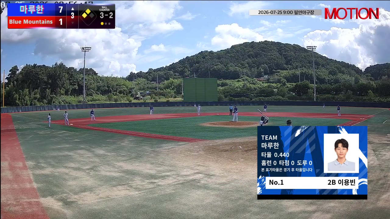 이용빈(1번, 마루한) 병살 클립 | vs Blue Mountains(블루마운틴) | 7/25 (필연야구장)