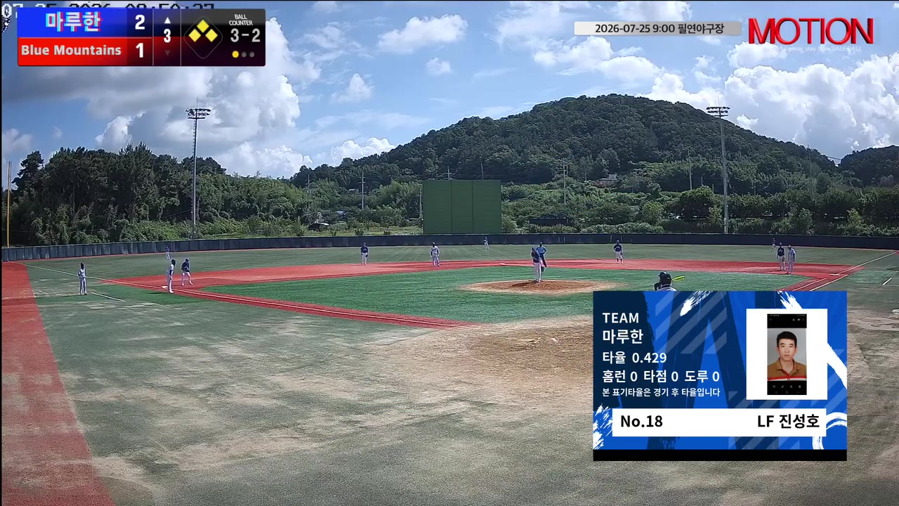 진성호(18번, 마루한) 1루타 클립 | vs Blue Mountains(블루마운틴) | 7/25 (필연야구장)