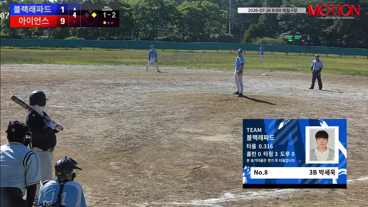박세욱(8번, 블랙래파드) 1루타 클립 | vs 아이언스 | 7/26 (제철구장)