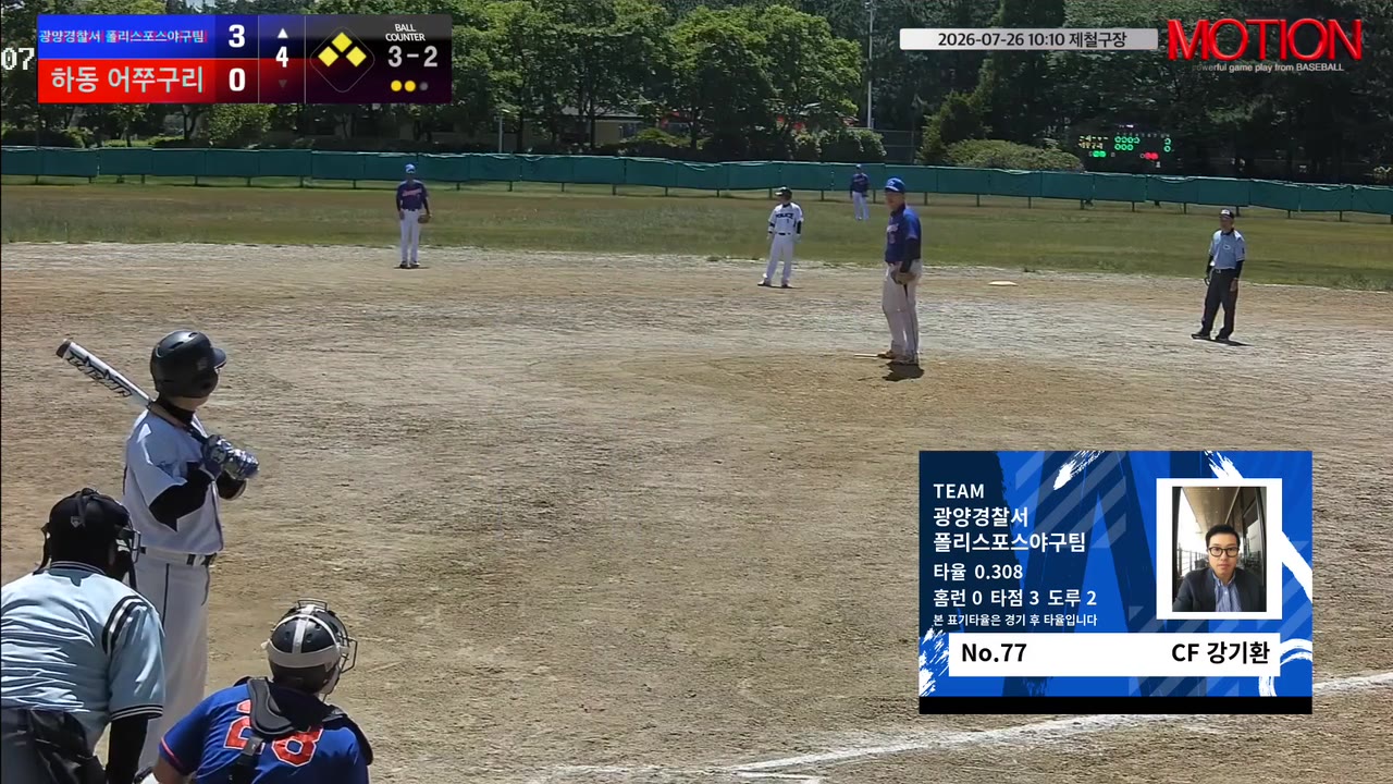 강기환(77번, 광양경찰서 폴리스포스야구팀) 땅볼 클립 | vs 하동 어쭈구리 | 7/26 (제철구장)