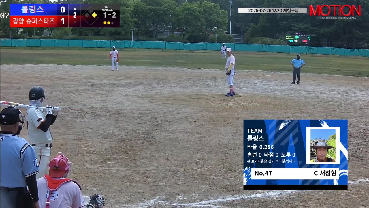 서창현(47번, 롤링스) 낫아웃 클립 | vs 광양 슈퍼스타즈 | 7/26 (제철구장)