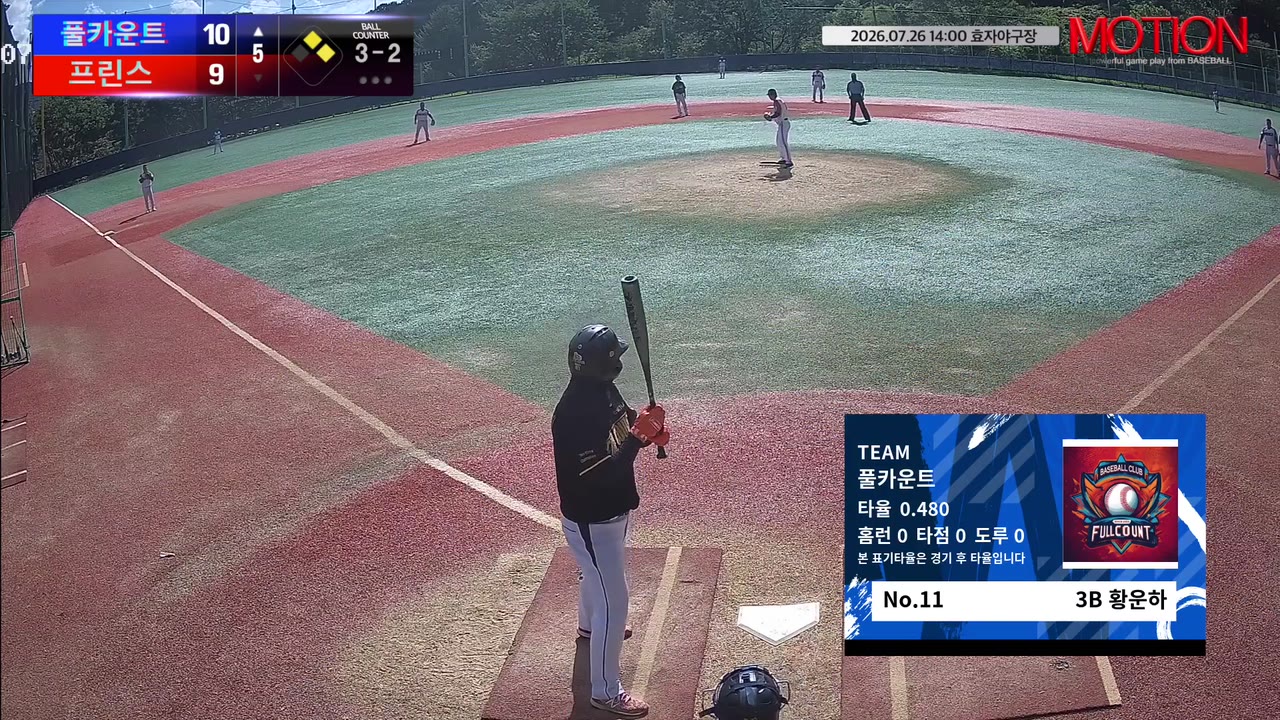 황운하(11번, 풀카운트) 사구 클립 | vs 프린스 | 7/26 (효자야구장)