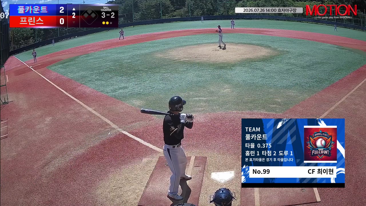 최이현(99번, 풀카운트) 볼넷 클립 | vs 프린스 | 7/26 (효자야구장)