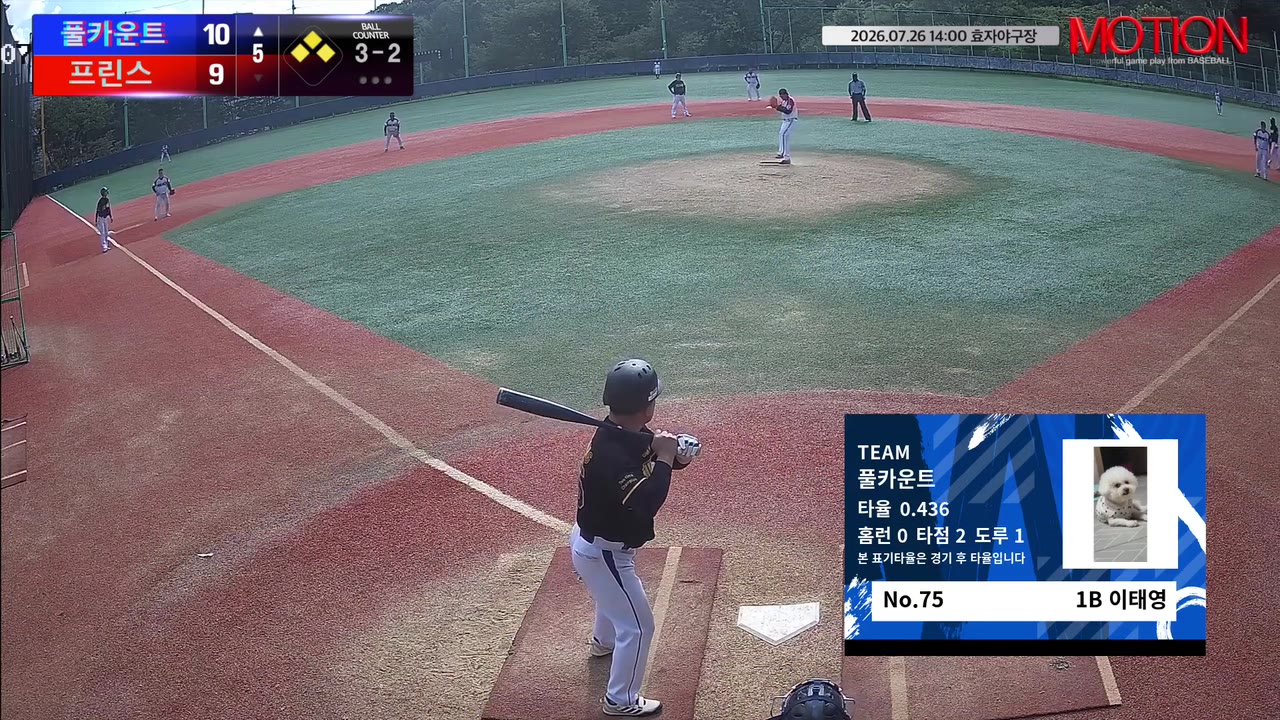 이태영(75번, 풀카운트) 1루타 클립 | vs 프린스 | 7/26 (효자야구장)