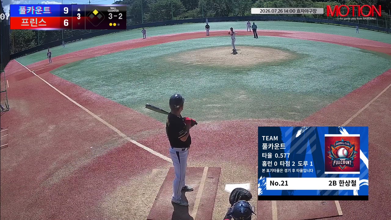 한상철(21번, 풀카운트) 1루타 클립 | vs 프린스 | 7/26 (효자야구장)