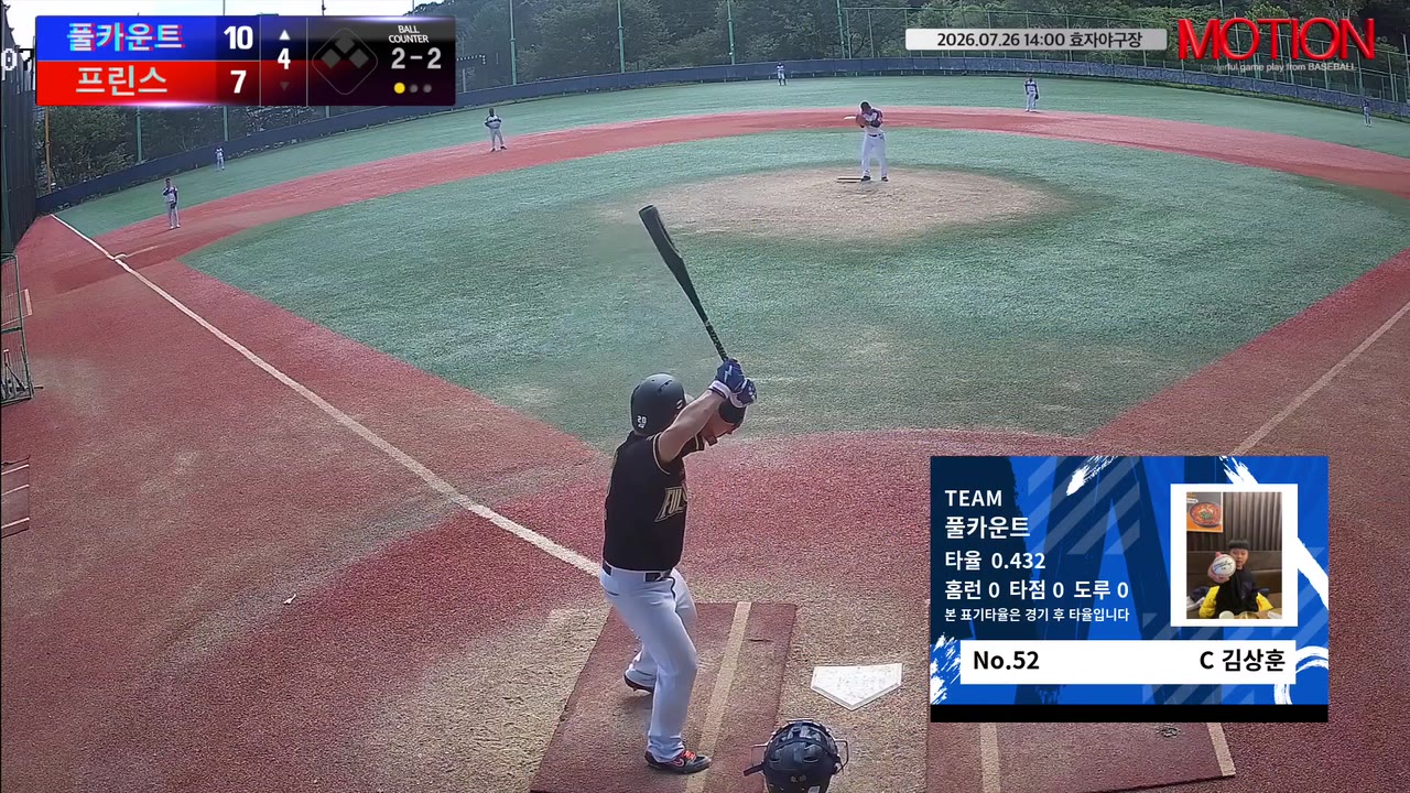 김상훈(52번, 풀카운트) 1루타 클립 | vs 프린스 | 7/26 (효자야구장)