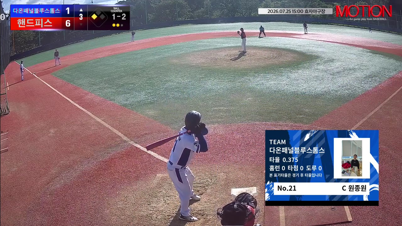 원종원(21번, 다온패널블루스톰스) 1루타 클립 | vs 핸드피스 | 7/25 (효자야구장)