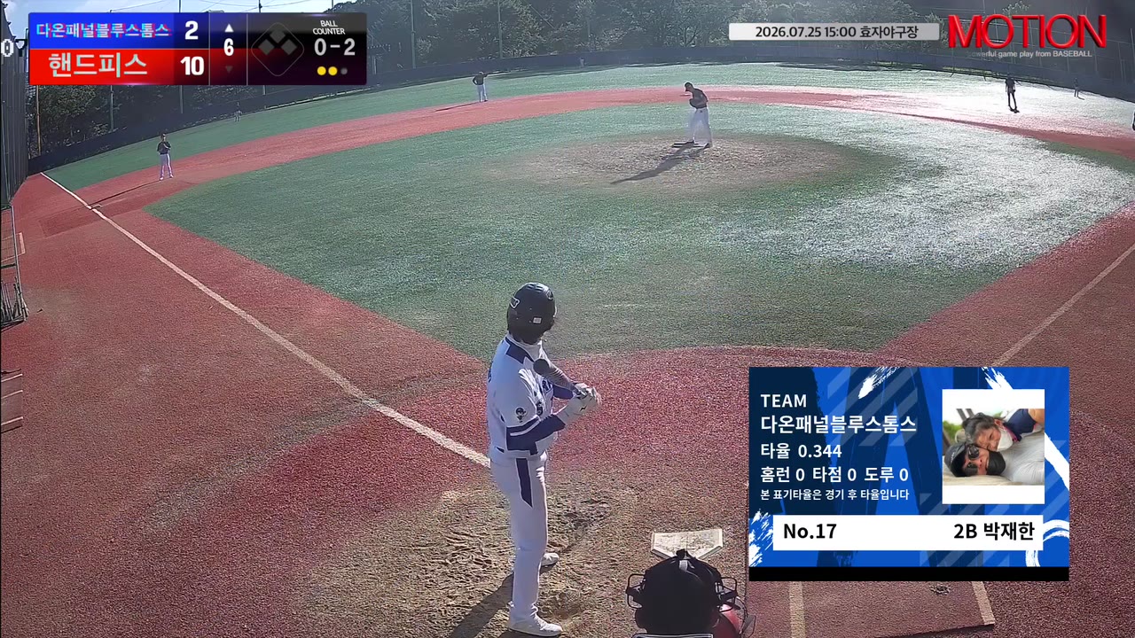 박재한(17번, 다온패널블루스톰스) 1루타 클립 | vs 핸드피스 | 7/25 (효자야구장)