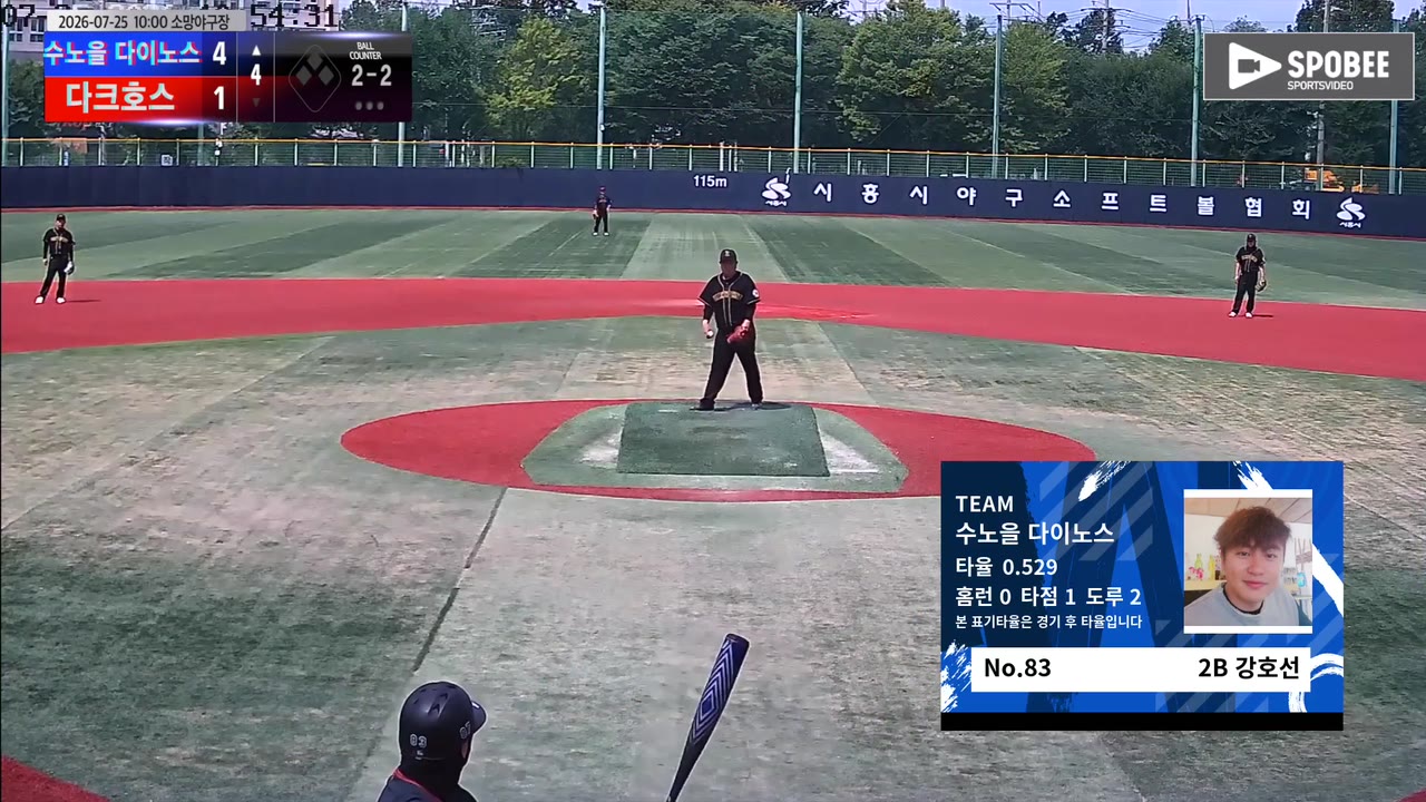 강호선(83번, 수노을 다이노스) 실책 클립 | vs 다크호스 | 7/25 (소망야구장)
