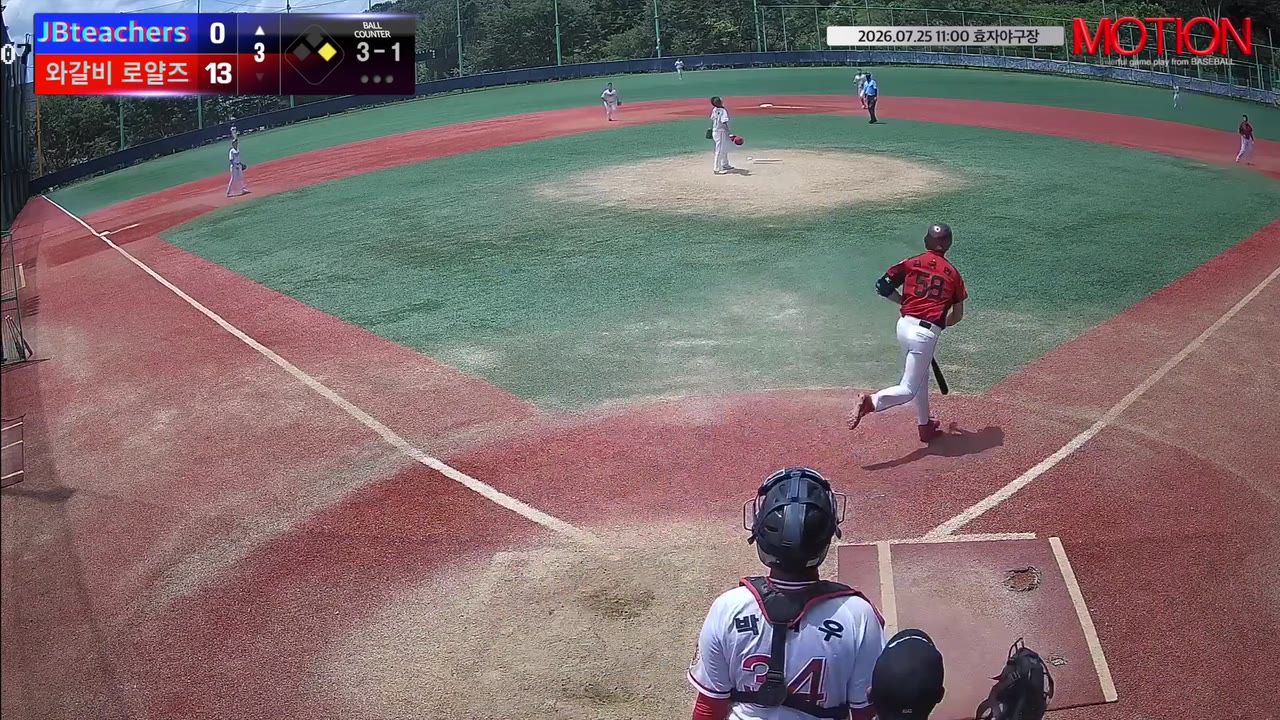 김국현(58번, JBteachers) 플라이 클립 | vs 와갈비 로얄즈 | 7/25 (효자야구장)