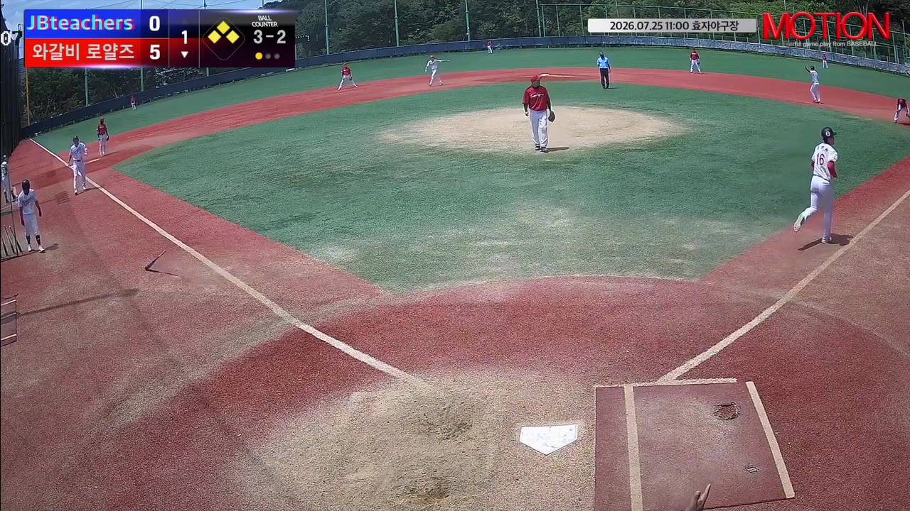 오현웅(16번, 와갈비 로얄즈) 볼넷 클립 | vs JBteachers | 7/25 (효자야구장)