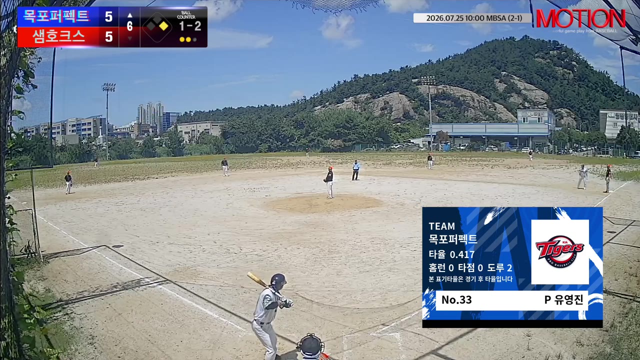 유영진(33번, 목포퍼펙트) 낫아웃 클립 | vs 샘호크스 | 7/25 (2구장)