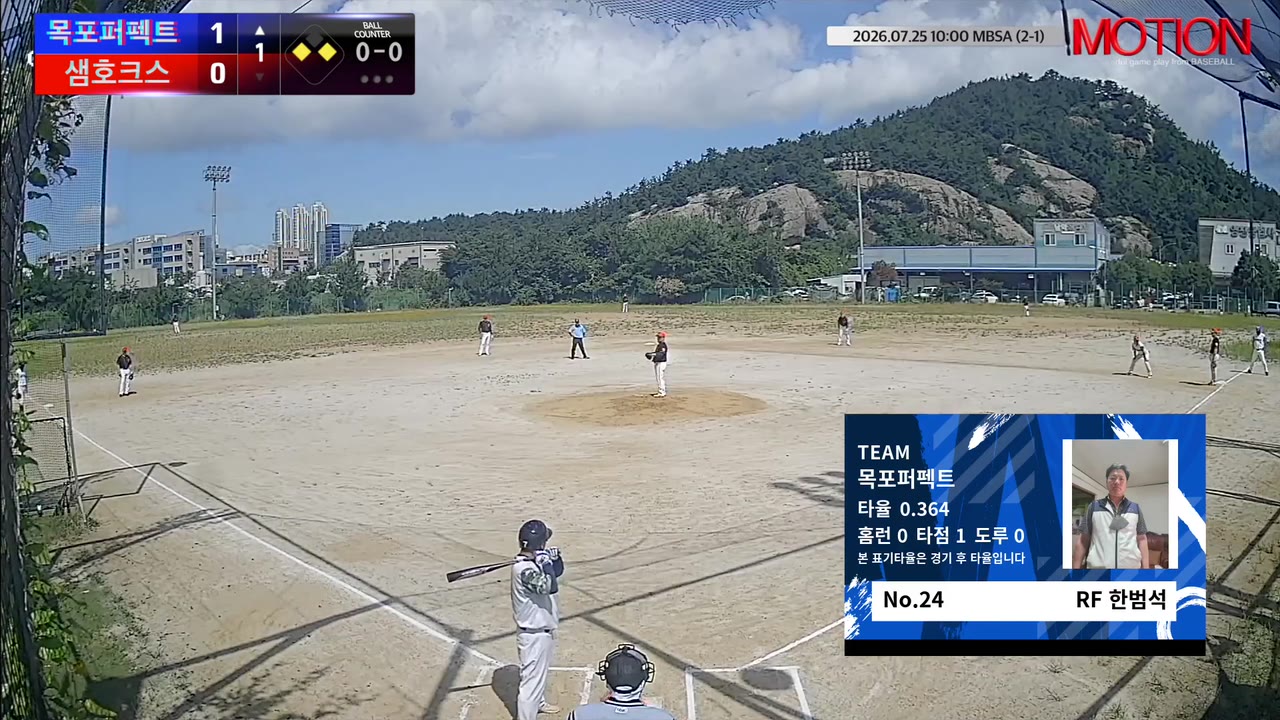 한범석(24번, 목포퍼펙트) 1루타 클립 | vs 샘호크스 | 7/25 (2구장)