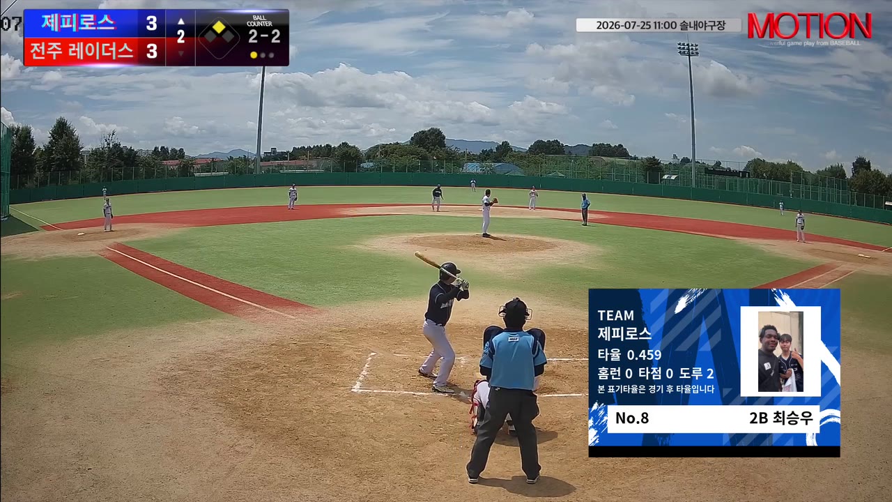 최승우(8번, 제피로스) 사구 클립 | vs 전주 레이더스 | 7/25 (솔내야구장)