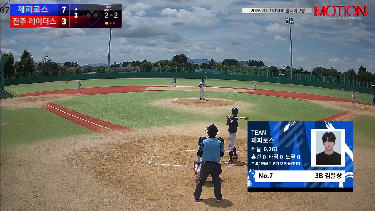김윤상(7번, 제피로스) 1루타 클립 | vs 전주 레이더스 | 7/25 (솔내야구장)