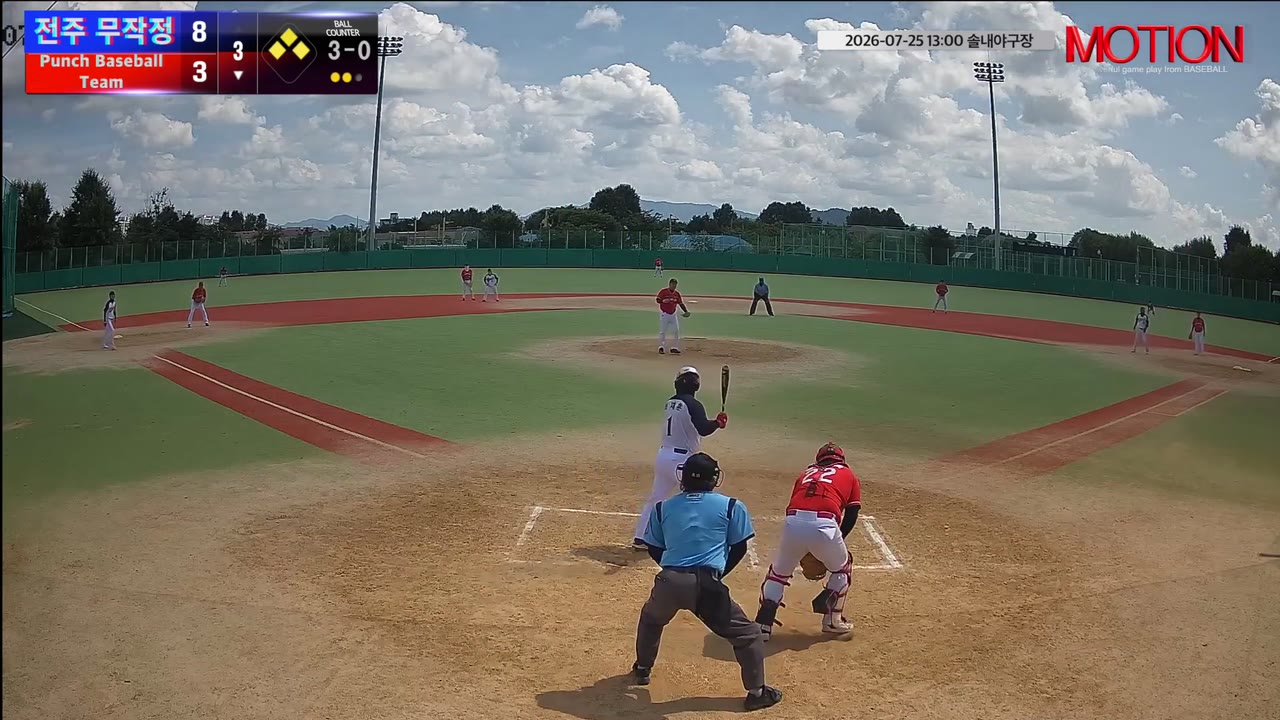 최재훈(1번, Punch Baseball Team) 볼넷 클립 | vs 전주 무작정 | 7/25 (솔내야구장)
