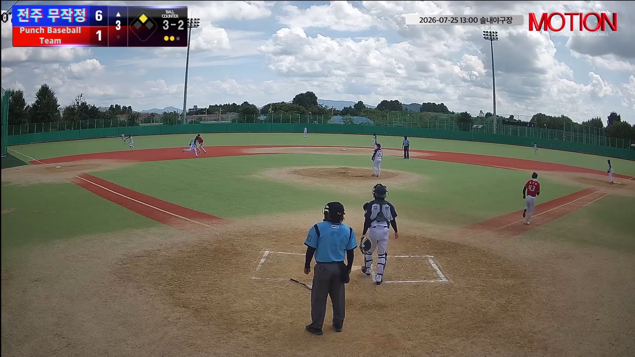 장기영(43번, 전주 무작정) 1루타 클립 | vs Punch Baseball Team | 7/25 (솔내야구장)