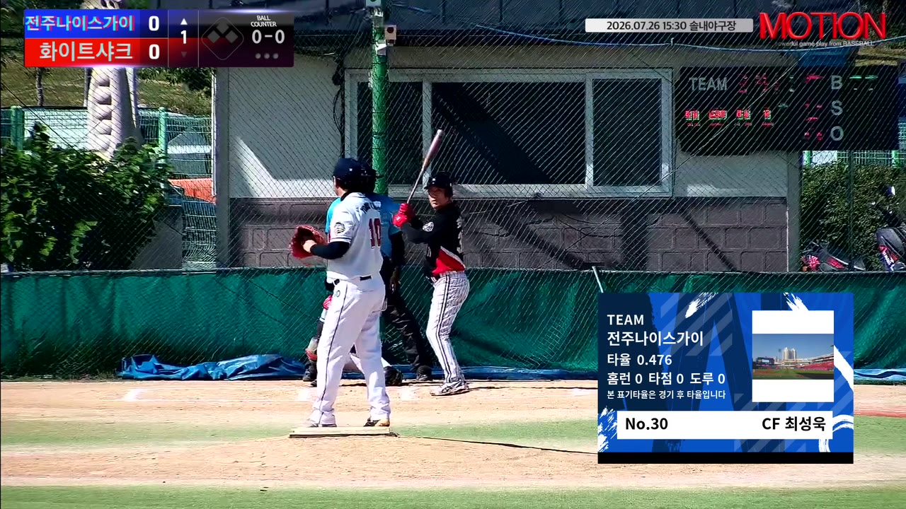 최성욱(30번, 전주나이스가이) 실책 클립 | vs 화이트샤크 | 7/26 (솔내야구장)