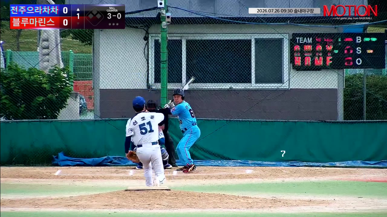 이석재(60번, 전주으라차차) 볼넷 클립 | vs 블루마린스 | 7/26 (솔내야구장)