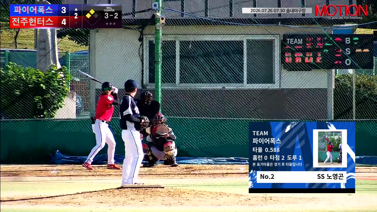 노영곤(2번, 파이어폭스) 실책 클립 | vs 전주헌터스 | 7/26 (솔내야구장)