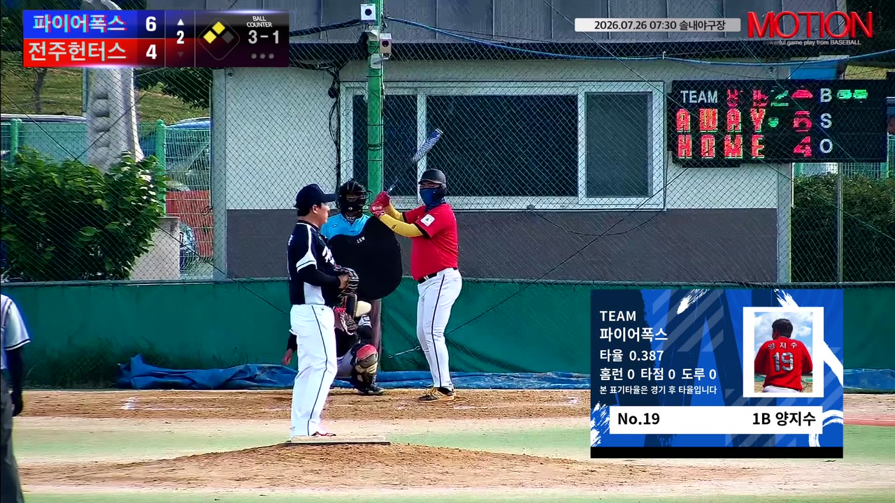 양지수(19번, 파이어폭스) 2루타 클립 | vs 전주헌터스 | 7/26 (솔내야구장)