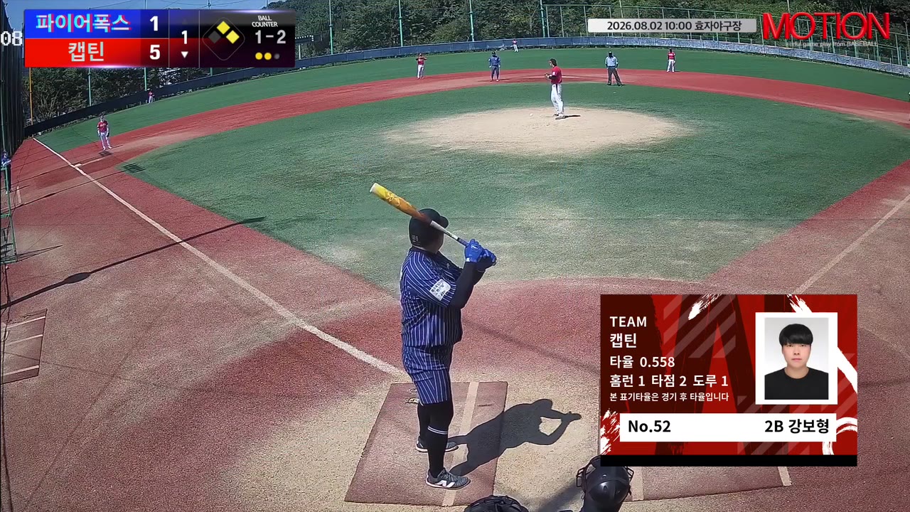 강보형(52번, 캡틴) 1루타 클립 | vs 파이어폭스 | 8/2 (효자야구장)
