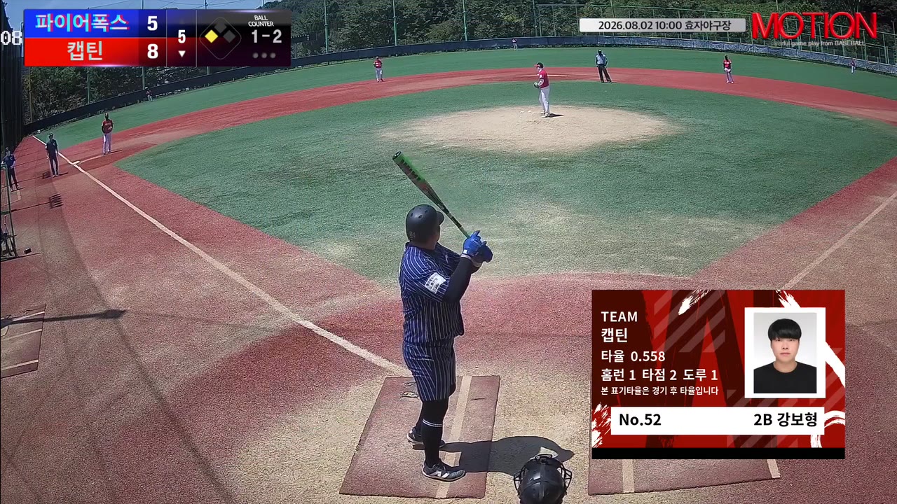 강보형(52번, 캡틴) 2루타 클립 | vs 파이어폭스 | 8/2 (효자야구장)