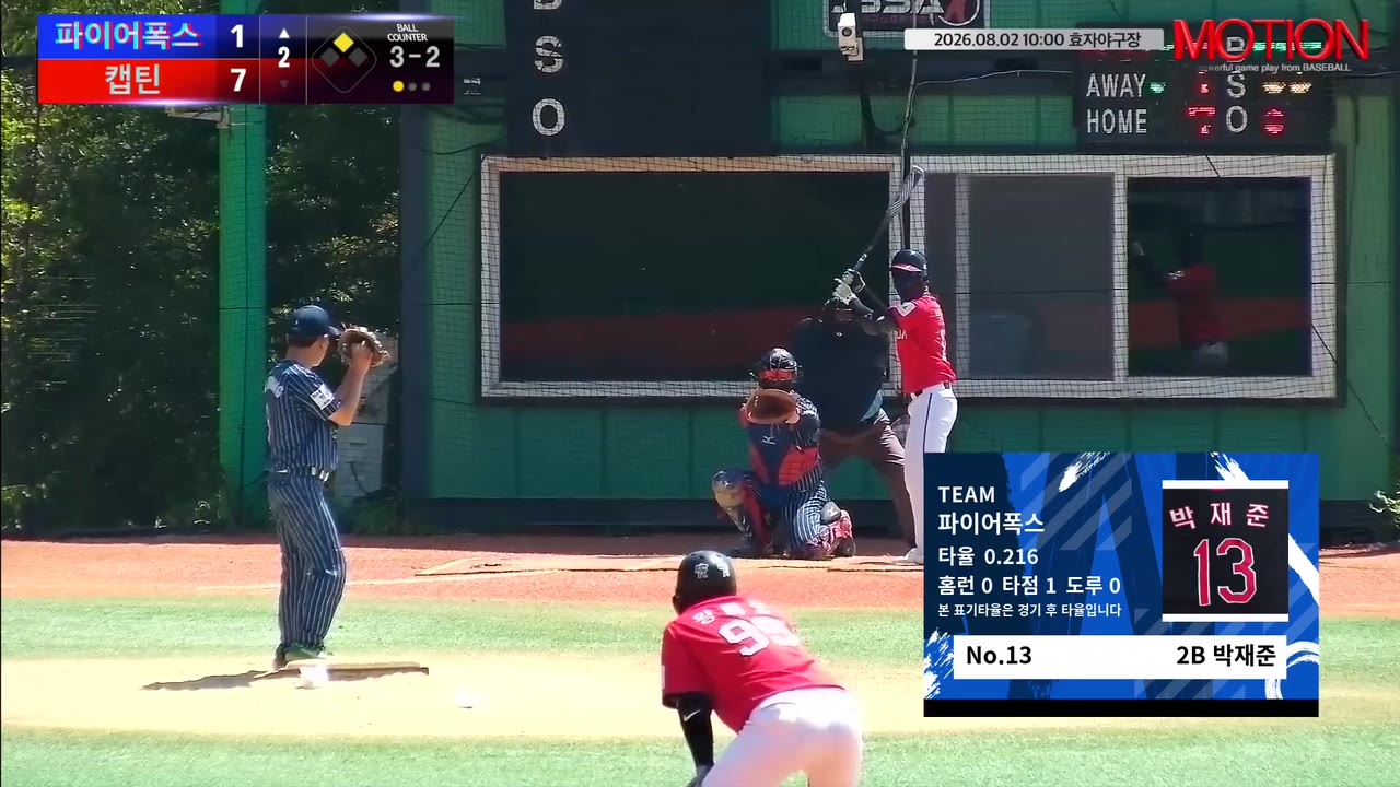 파이어폭스 주요 플레이 모음 | vs 캡틴 | 8/2 (효자야구장)