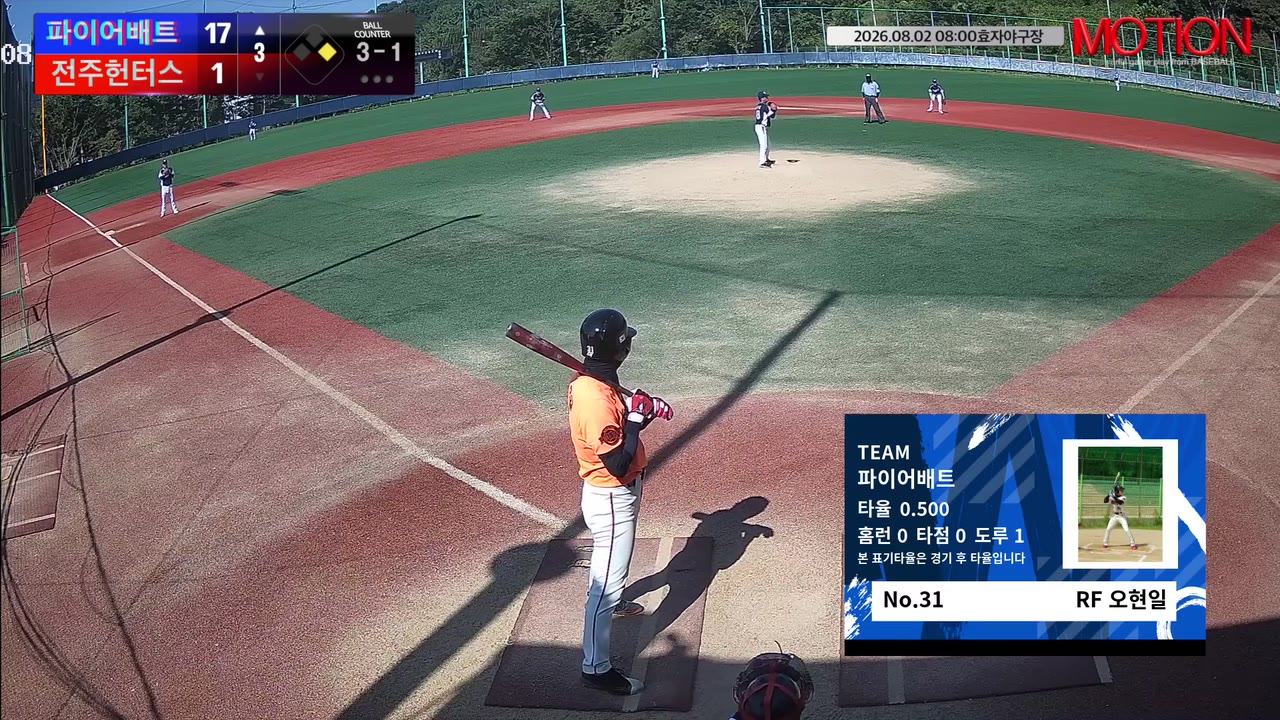 오현일(31번, 파이어배트) 2루타 클립 | vs 전주헌터스 | 8/2 (효자야구장)