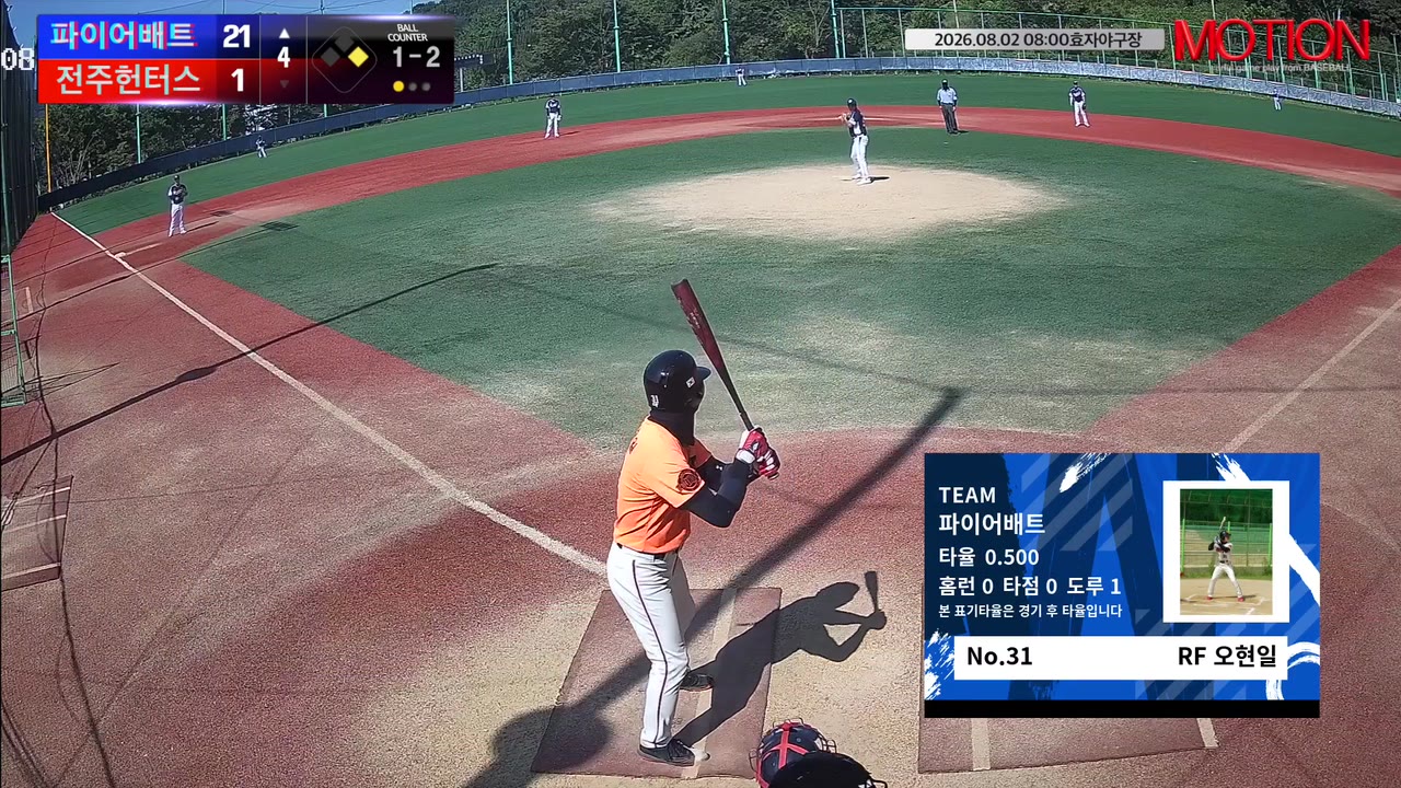 오현일(31번, 파이어배트) 삼진 클립 | vs 전주헌터스 | 8/2 (효자야구장)