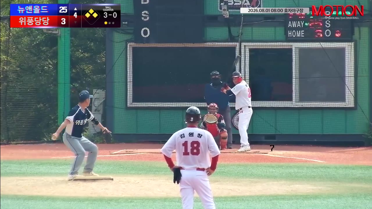 공혁진(24번, 뉴앤올드) 볼넷 클립 | vs 위풍당당 | 8/1 (효자야구장)