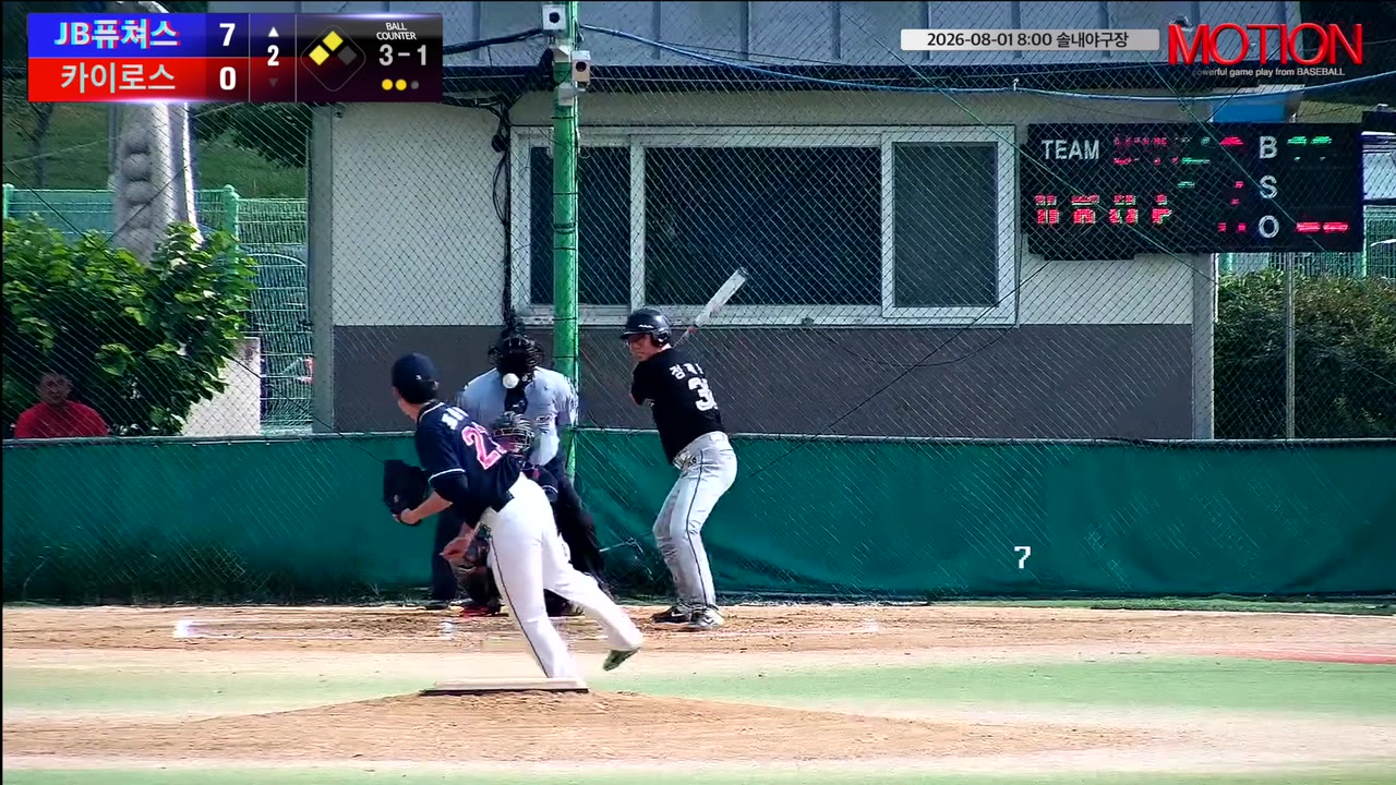 정재욱(38번, JB퓨쳐스) 2루타 클립 | vs 카이로스 | 8/1 (솔내야구장)