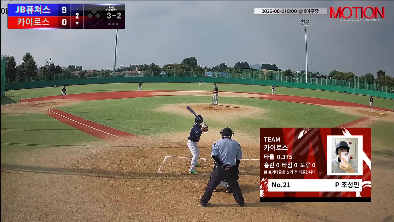 조성민(21번, 카이로스) 볼넷 클립 | vs JB퓨쳐스 | 8/1 (솔내야구장)