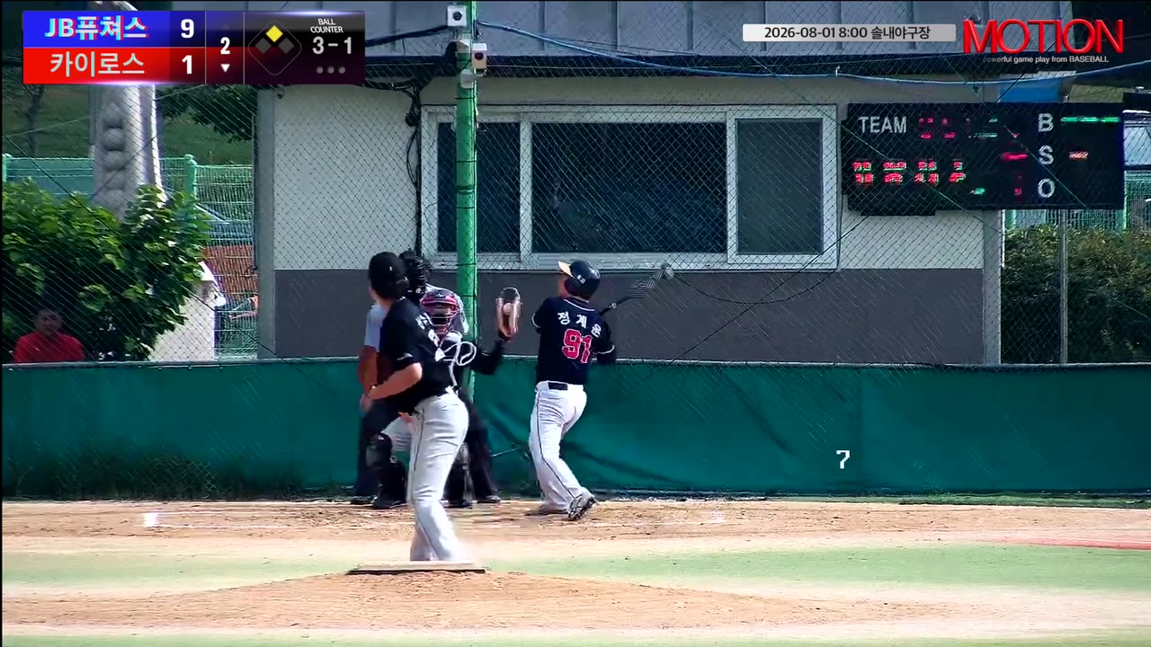 정계운(91번, 카이로스) 볼넷 클립 | vs JB퓨쳐스 | 8/1 (솔내야구장)